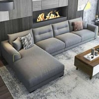 كنب مودرن شكل حرف ال للصاله اللون - رمادي