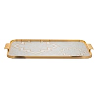 صينية تقديم مستطيلة مزخرفة بمقابض جانبية من السيف