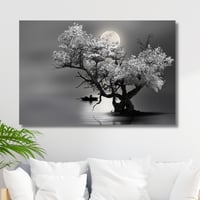 لوحة جدارية فنية مطبوعة الطبيعة - أسود وابيض