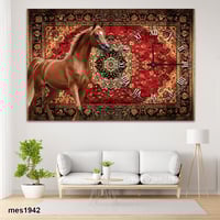ساعة حائط أكريليك مستطيلة بتصميم حصان فاخر وسجاد ش...