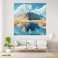ساعة حائط أكريليك مربعة – بحيرة الجبل الأزرق