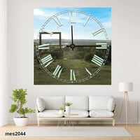 ساعة حائط أكريليك مربعة بتصميم الطبيعة الخضراء