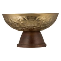 وعاء تقديم بقاعدة خشبية من السيف - لون ذهبي