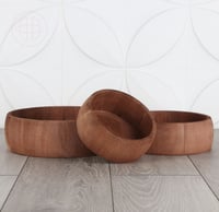 طقم أواني مطبخ خشبية دائرية مفتوحة - 3 قطع