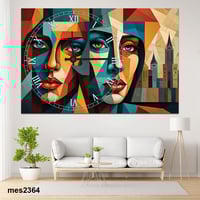 ساعة حائط أكريليك مستطيلة – وجوه فنية مع خلفية معم...