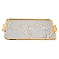 صينية تقديم مستطيلة مزخرفة بمقابض جانبية من السيف