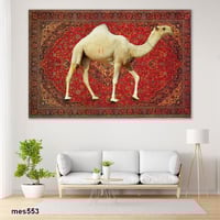 لوحة جدارية مطبوعة بخلفية سجاد وكولاج صورة جمل