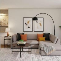 كنب مودرن شكل حرف ال للصاله اللون - بيج