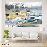 ساعة حائط أكريليك مستطيلة – توازن الأزرق والذهب