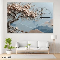 ساعة حائط أكريليك بتصميم شجرة الكرز اليابانية وألو...
