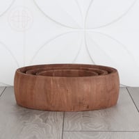 طقم أواني مطبخ خشبية دائرية مفتوحة - 3 قطع