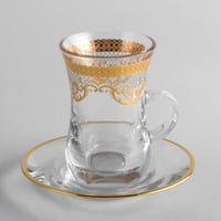 طقم بيالات و فناجين شاي فاخرة بزخرفة ذهبية عصرية و...