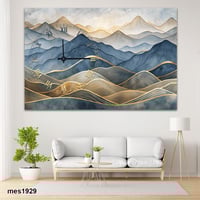 ساعة حائط أكريليك مستطيلة بتصميم جبال فني بخطوط ذه...