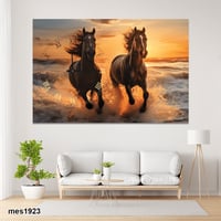 ساعة حائط أكريليك مستطيلة - خيل عربي