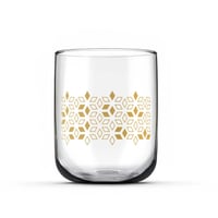 طقم كاسات زجاجية مذهبة بزخرفة عصرية وانيقة