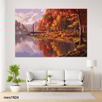 ساعة حائط أكريليك مستطيلة - غابة الخريف