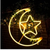 زينة رمضان - هلال مع نجمة إضاءة صفراء LED مقاسين