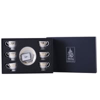 طقم فناجين قهوة بورسلان فاخر بزخرفة ذهبية من الخط...