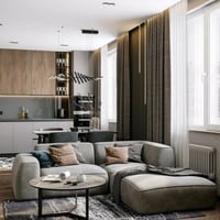 كنب زاوية كتان مودرن - لون رمادي