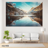 ساعة حائط أكريليك مستطيلة – مناظر طبيعية جبلية عاك...