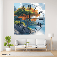 ساعة حائط أكريليك مربعة – شجرة الساحل المضيئة