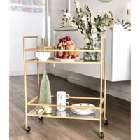 عربة تقديم رفين زجاج شفاف