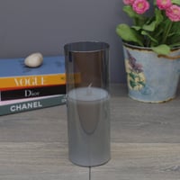 شمعة مضيئة تعمل بالبطارية - زجاج فضي XXL