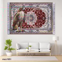 ساعة حائط أكريليك مستطيلة بتصميم صقر عربي و سجاد ش...