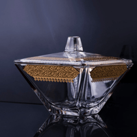 تمرية وسكرية زجاجية بزخرفة ذهبية مستوحاة من الطراز...