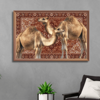 لوحة جدارية كنفاس مطبوعة وديكور نقشة الإبل مع السج...