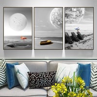 طقم جدارية من 3 لوحات كنفاس مودرن - عصرية