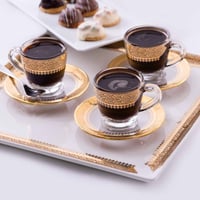 طقم فناجين قهوة زجاجية بزخرفة ذهبية مستوحاة من الط...