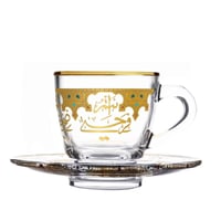 طقم فناجين قهوة زجاجية فاخرة بزخرفة ذهبية مفردات م...