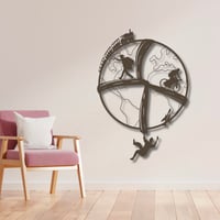 منحوتة خشبية لوحة ديكور -السقوط من الهاوية