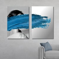 طقم من لوحتين كنفاس جدارية الأزرق