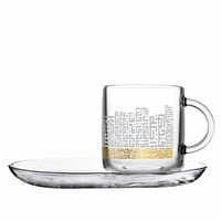 طقم كاسات مع صحن زجاج مذهب بتصميم عصري