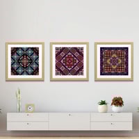 جدارية طقم من 3 لوحات مطبوعة ديكور تراثي- كانفاس ا...