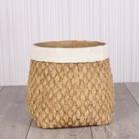 حوض اصيص فخار خارجي وداخلي منقوش مع إطار بيج - بمق...