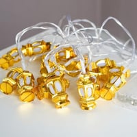 حبل فوانيس ذهبية صغيرة مضيئه - زينة رمضان اضاءة صف...