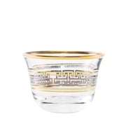 طقم فناجين قهوة عربية زجاجية مذهبة بزخرفة هندسية ع...