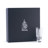 طقم كاسات زجاجية ازرق مذهب بتصميم عصري