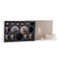 طقم بيالات وفناجين شاي بيد مذهبة + فناجين قهوة عرب...