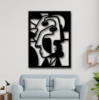 منحوتة خشبية لوحة ديكور نقشة فن تجريدي - وجوه - لو...