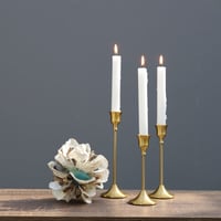 طقم شمعدان 3 قطع - حجم صغير - ذهبي فاتح