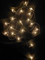 حبل فوانيس ذهبية صغيرة مضيئه - زينة رمضان اضاءة صف...