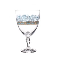 طقم كاسات كريستال مذهب فاخر بكعب وزخرفة عريقة من ا...