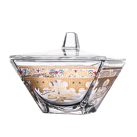 سكرية وتمرية زجاجية فاخرة بزخرفة ذهبية مفردات مختل...