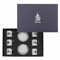 طقم فناجين قهوة بورسلان مذهب فاخر بزخرفة عريقة من...