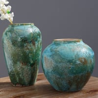 مزهرية كلاسيكية ، لون فيروزي ، حجم متوسط