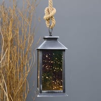 فانوس ديكور - بلاستيك فضي قديم - بإضاءة داخلية تعم...